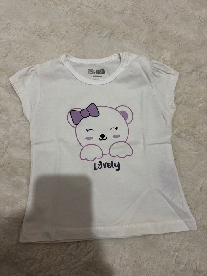 Kız Çocuk Beyaz Kısa Kollu Tişört - Görsel 3