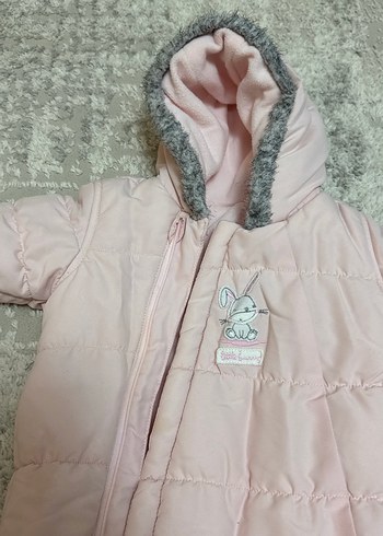 Kürklü Kapüşonlu Pembe Kız Bebek Tulumu - Görsel 2