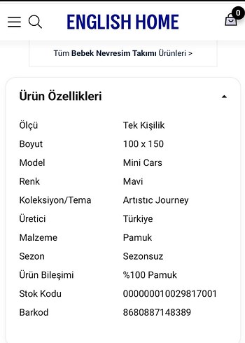 English Home Bebek Nevresim 100*150 - Görsel 4