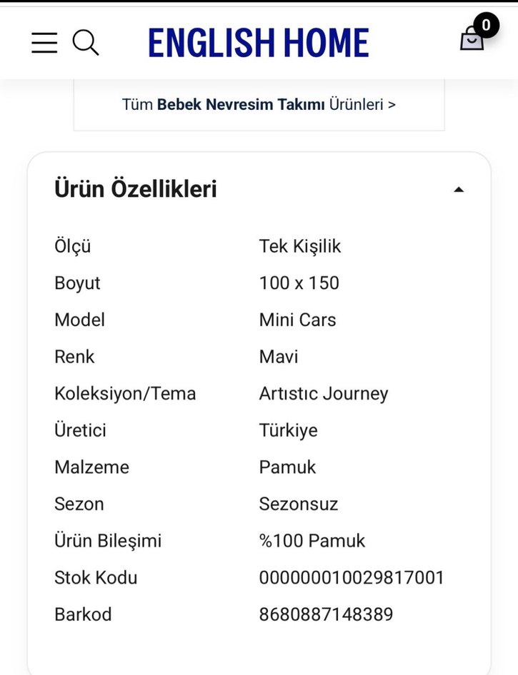 English Home Bebek Nevresim 100*150 - Görsel 4