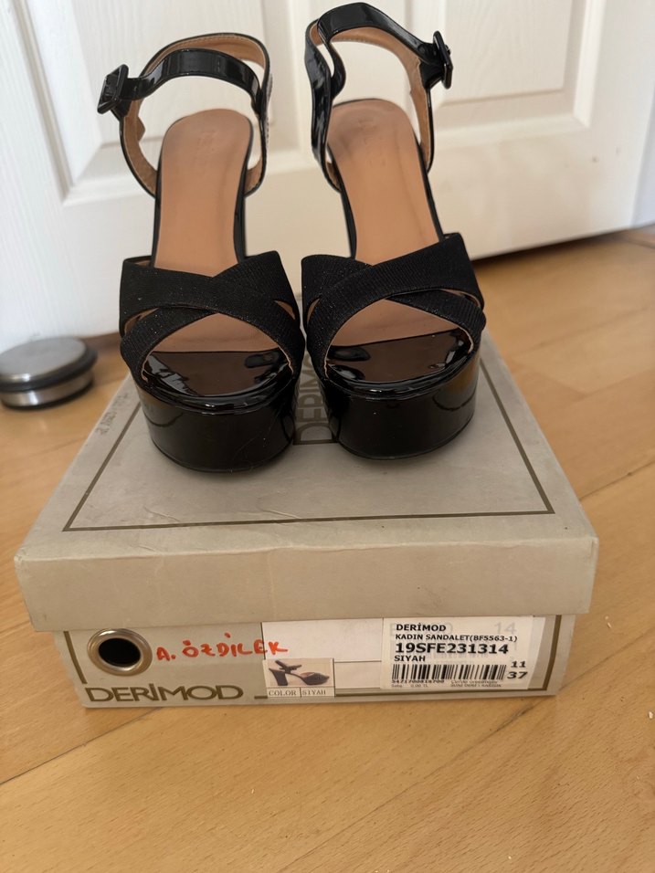 DERIMOD Siyah Platform Topuklu Kadın Ayakkabı - Görsel 3