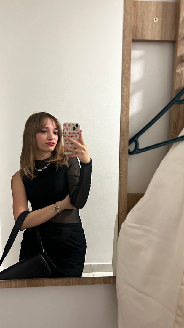 Zara Siyah Drapeli Uzun Kollu Mini  Elbise - Görsel 2