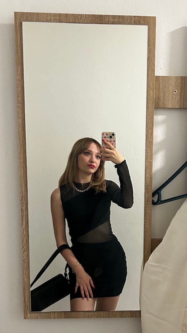 Zara Siyah Drapeli Uzun Kollu Mini  Elbise - Görsel 3