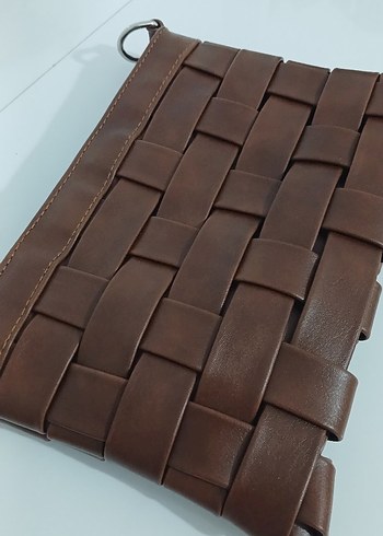 Diğer Kahverengi Deri Örgülü Kadın Çanta