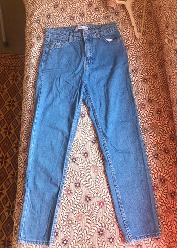 Diğer Mavi Bol Kesim Midi Boy Denim Pantolon