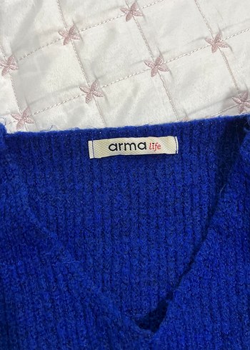 Kadın Mavi Örgü Basic Triko Kazak standart beden - Görsel 3