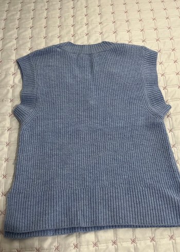 Mavi V Yaka Örgü Süveter - Görsel 4