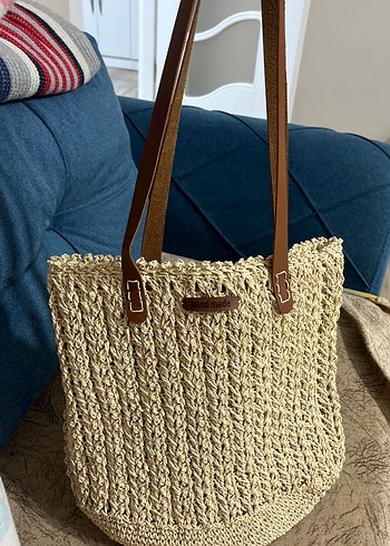 Bej Örgü Kadın Omuz Çantası - Görsel 4