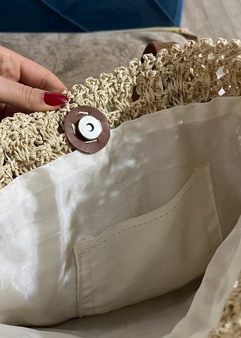 Bej Örgü Kadın Omuz Çantası - Görsel 5