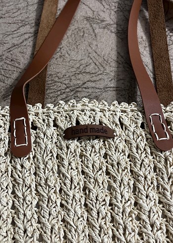 Bej Örgü Kadın Omuz Çantası - Görsel 2