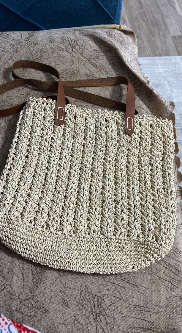 Bej Örgü Kadın Omuz Çantası - Görsel 3