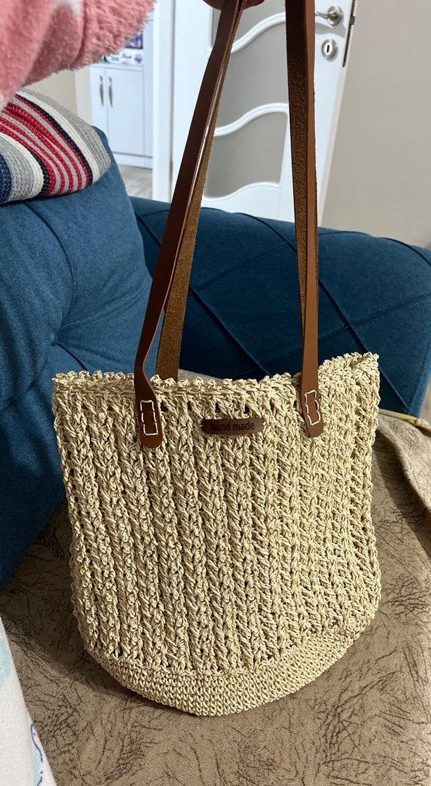 Bej Örgü Kadın Omuz Çantası - Görsel 4