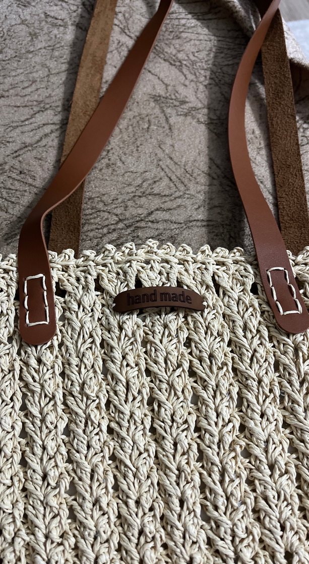 Bej Örgü Kadın Omuz Çantası - Görsel 2