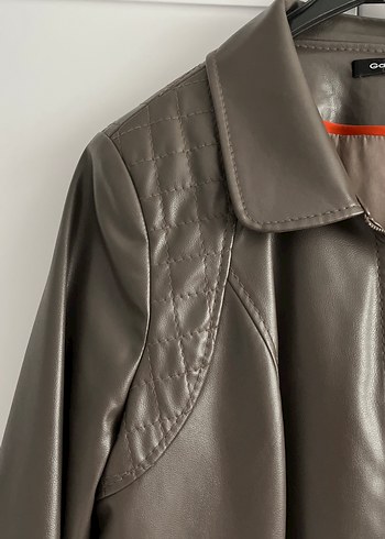 Kadın Gri Deri Midi Ceket - Görsel 2