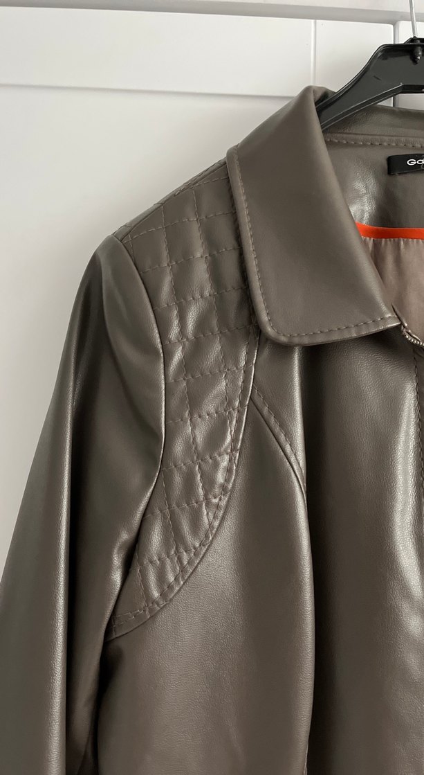 Kadın Gri Deri Midi Ceket - Görsel 2