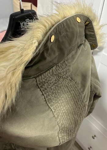 Gri Kadın Peluş Detaylı Midi Ceket - Görsel 5