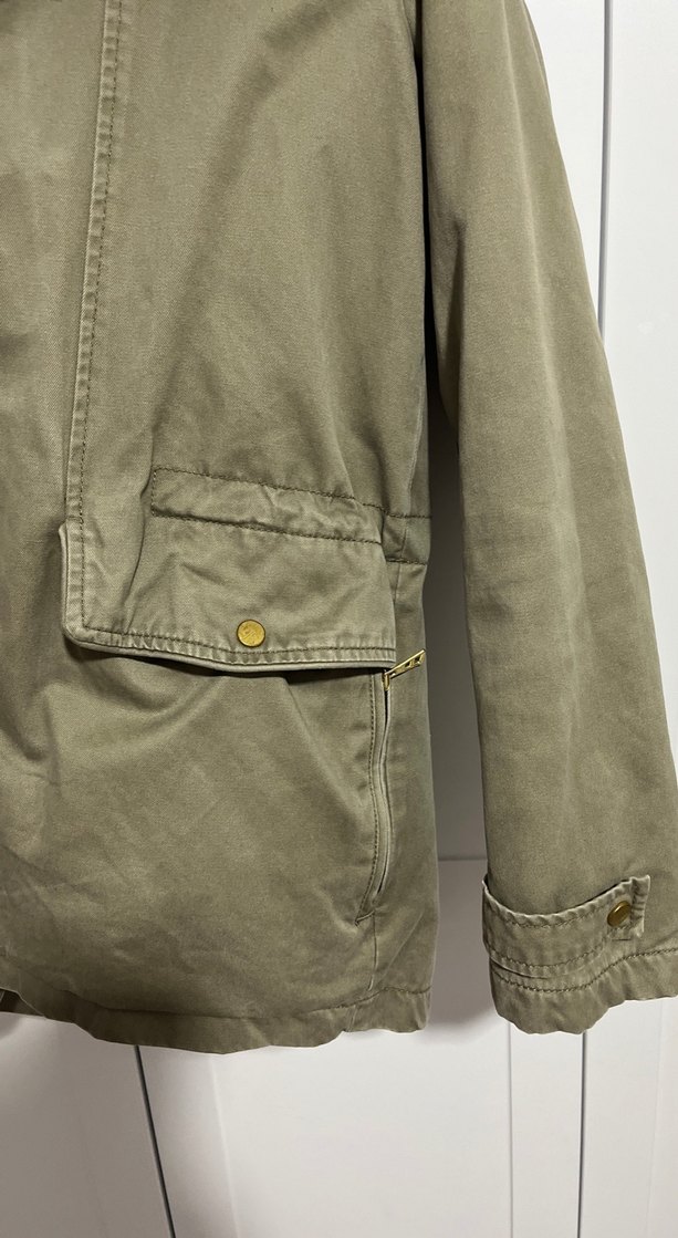 Gri Kadın Peluş Detaylı Midi Ceket - Görsel 3