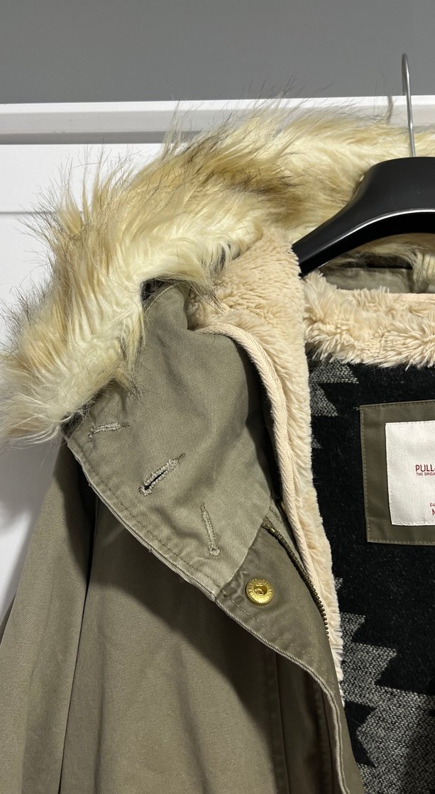 Gri Kadın Peluş Detaylı Midi Ceket - Görsel 4