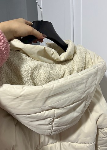 Bej Kadın Puff Mont, Yüksek Yaka, Günlük - Görsel 7