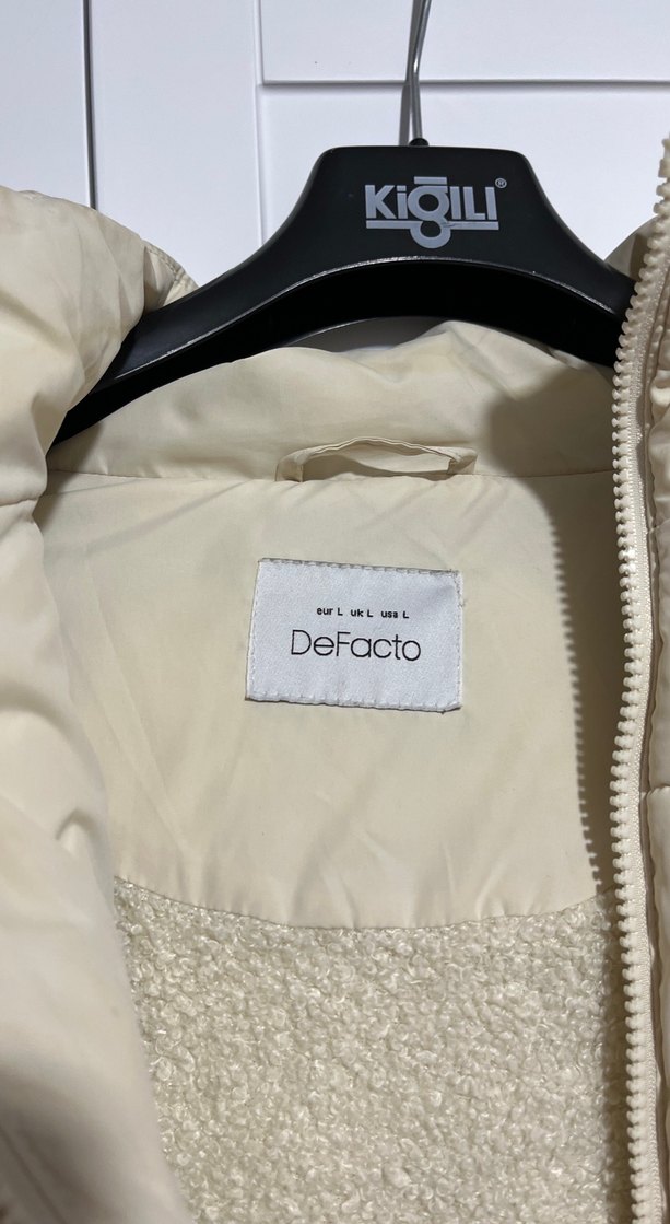 Bej Kadın Puff Mont, Yüksek Yaka, Günlük - Görsel 4