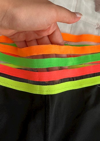 s Beden Siyah Neon Elastik Bel Spor Taytı