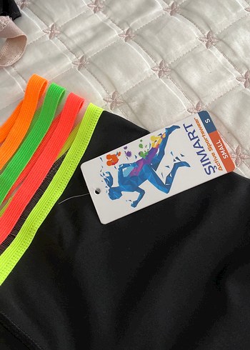 s Beden siyah Renk Siyah Neon Elastik Bel Spor Taytı