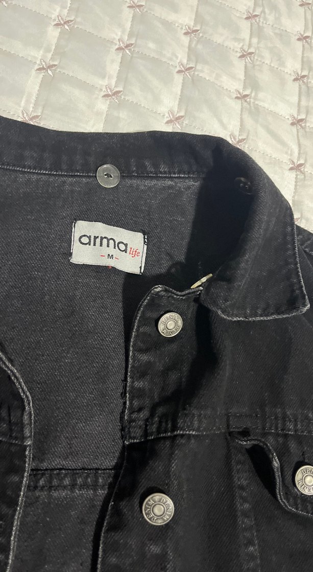 gümüş Düğmeli Kadın siyah kot ceket - Görsel 3