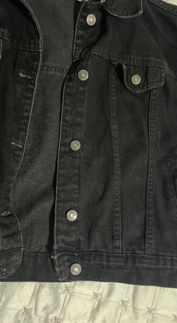 gümüş Düğmeli Kadın siyah kot ceket - Görsel 4