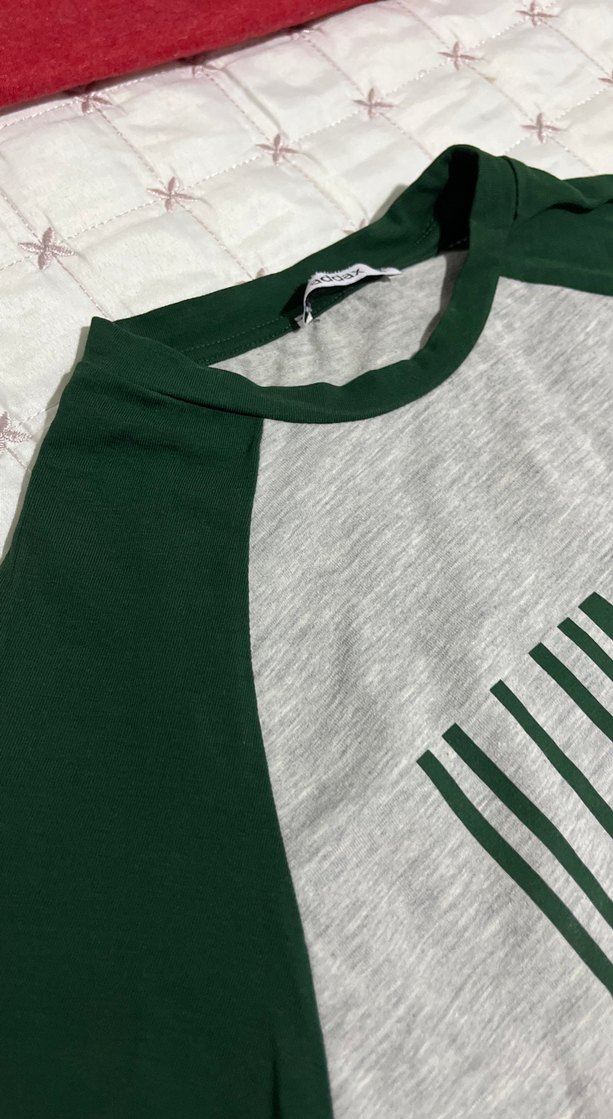 crop  Gri-Yeşil Kısa Kollu Tişört - Görsel 2