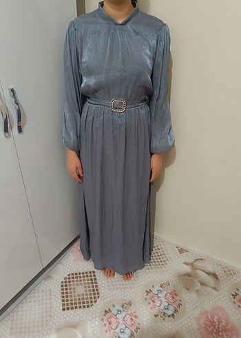 Gri Piliseli Uzun Abiye Elbise - Görsel 3