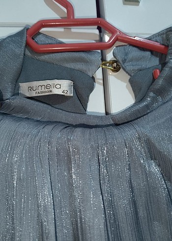 Gri Piliseli Uzun Abiye Elbise - Görsel 2