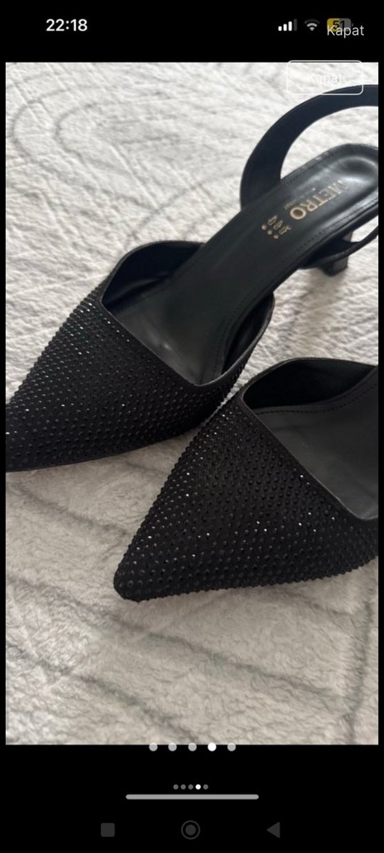 Siyah Payetli Stiletto Topuklu Kadın Ayakkabı - Görsel 2