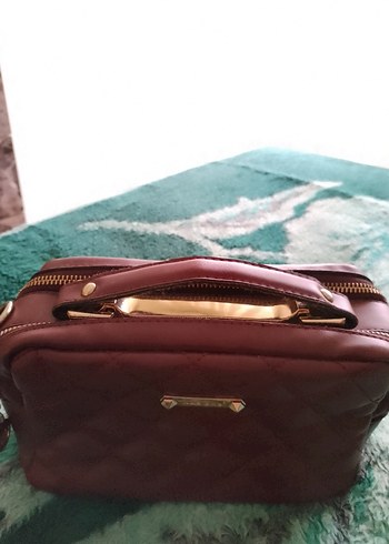  Beden Nas Bag Marka Bordo Deri Zincir Detaylı Kadın Çanta