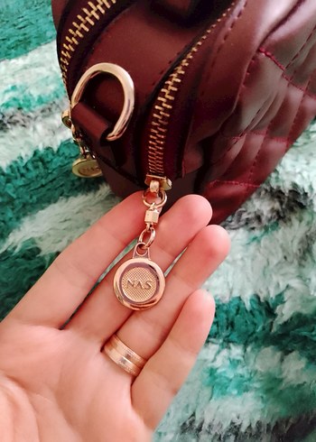 Mango Nas Bag Marka Bordo Deri Zincir Detaylı Kadın Çanta