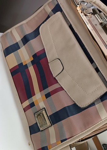 U.S Polo Assn. Klasik Desenli Bej Kadın Çanta
