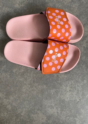 Twigy Kızlar için Pembe Noktalı Bantlı Terlik - Görsel 2