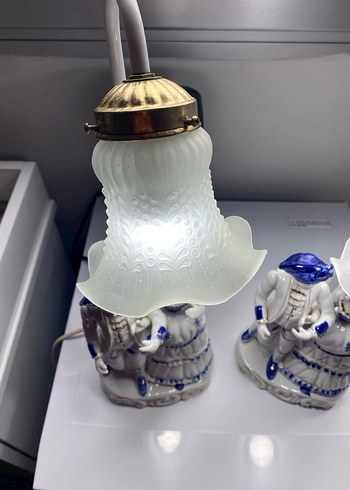 Mavi Detaylı Çift Figürlü Abajur - Görsel 6