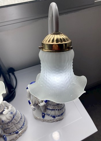 Mavi Detaylı Çift Figürlü Abajur - Görsel 5