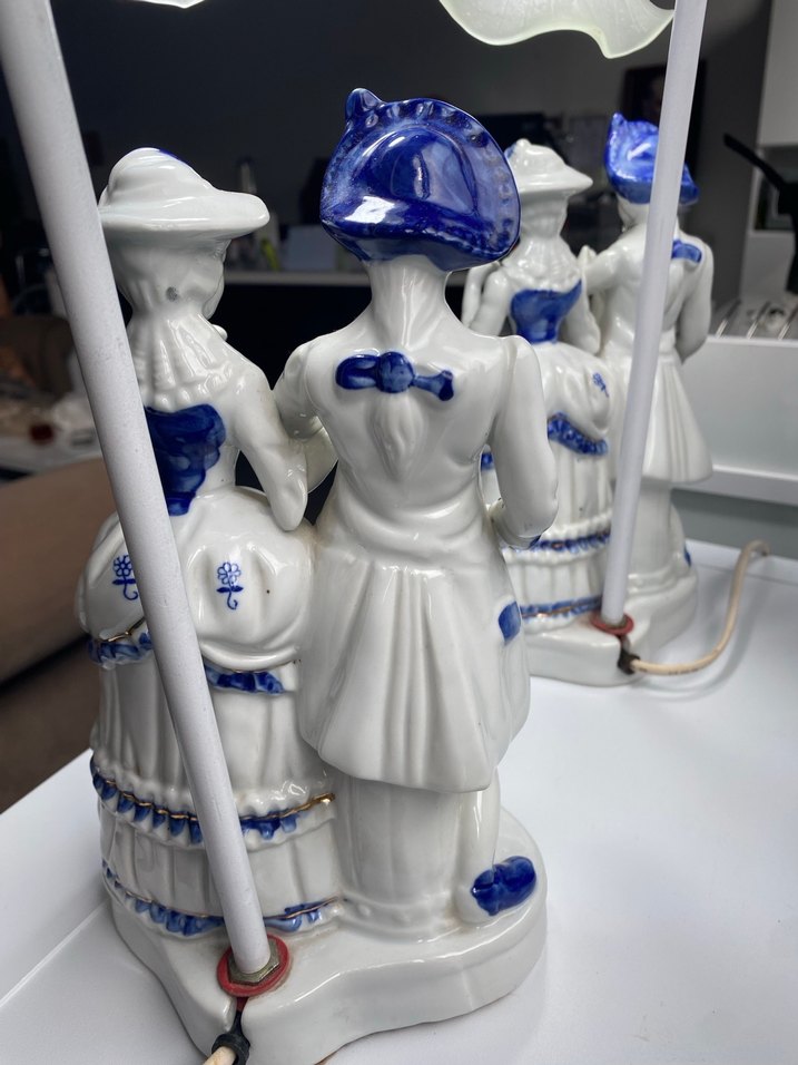 Mavi Detaylı Çift Figürlü Abajur - Görsel 3