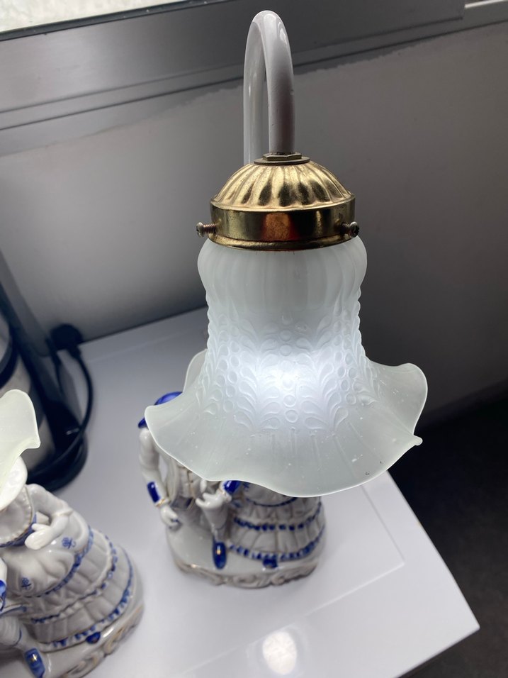 Mavi Detaylı Çift Figürlü Abajur - Görsel 5