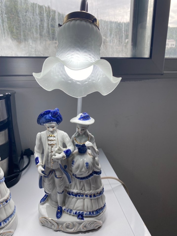 Mavi Detaylı Çift Figürlü Abajur - Görsel 4