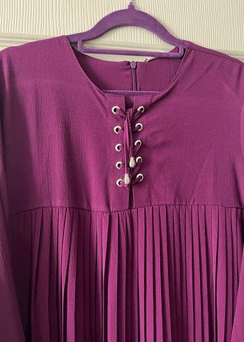 Uzun Mor Piliseli Kadın hamile Elbisesi - Görsel 2