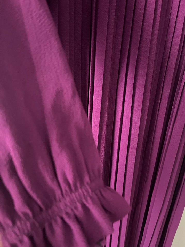 Uzun Mor Piliseli Kadın hamile Elbisesi - Görsel 3