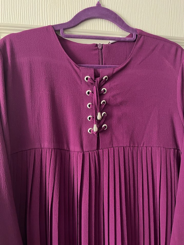 Uzun Mor Piliseli Kadın hamile Elbisesi - Görsel 2