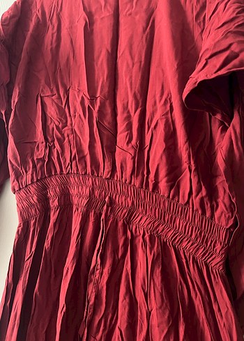 Bordo Uzun Keten Kadın Hamile Elbise - Görsel 2