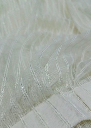 Taç Gümüş Simli Tül Perde 2 Parça - Görsel 5