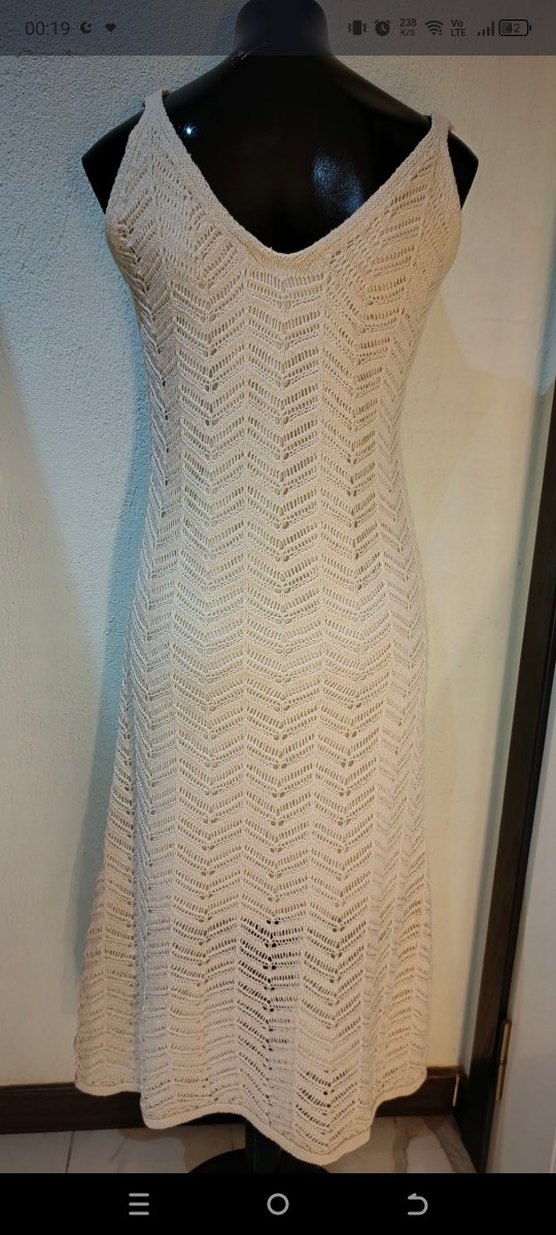 Kadın Beyaz Örgü Bohem Uzun Elbise - Görsel 4