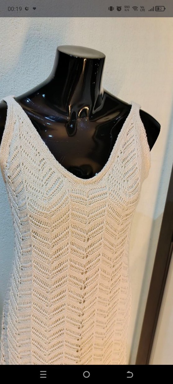 Kadın Beyaz Örgü Bohem Uzun Elbise - Görsel 2