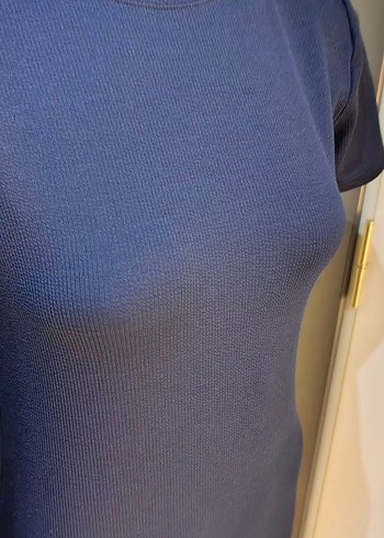 Lacivert Yüksek Yakalı Kadın Uzun Elbise - Görsel 2