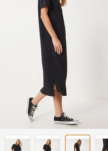 Siyah Midi Kadın Örme Elbise - Görsel 3